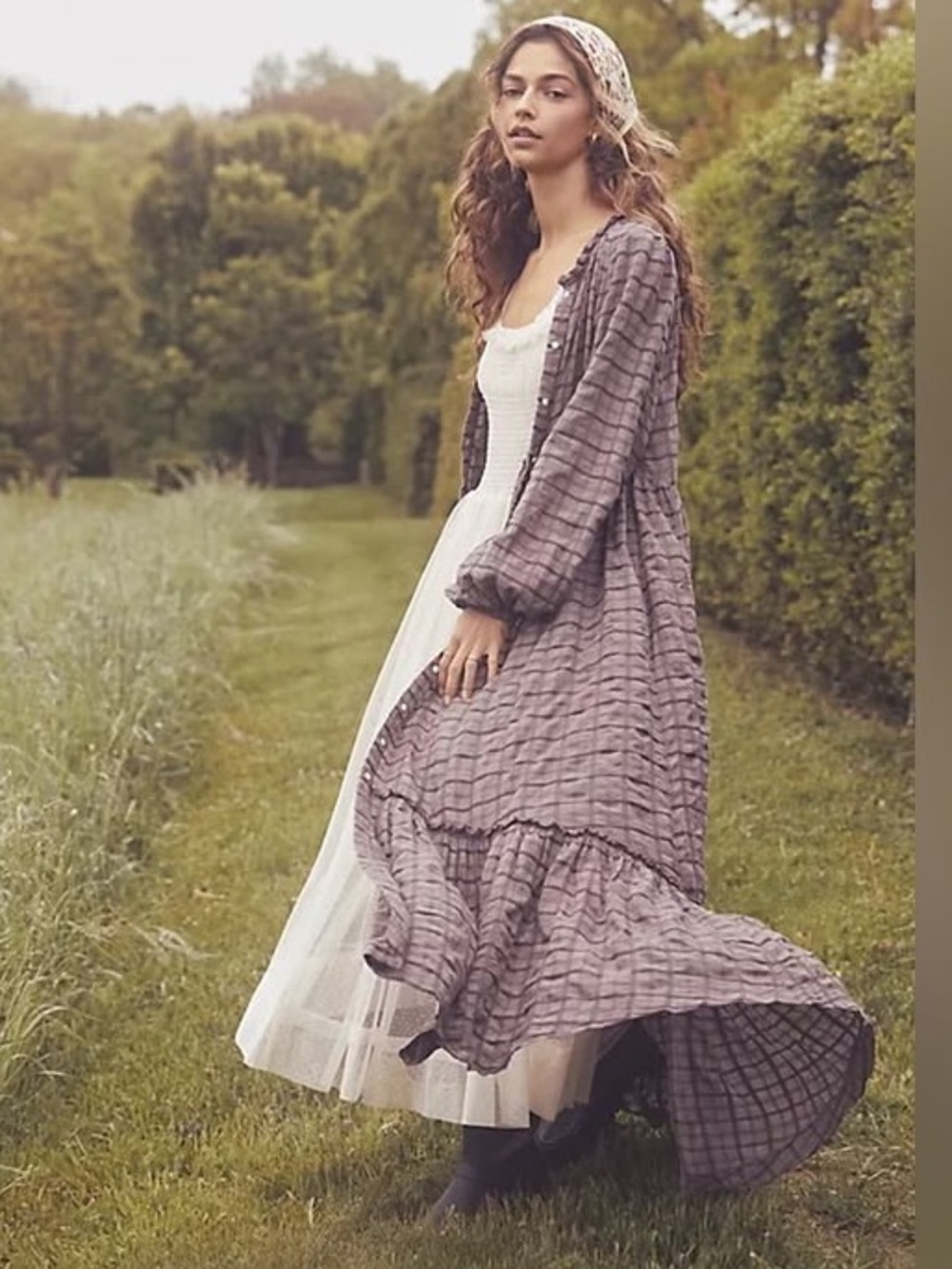 Free People Edie Plaid Button Front Maxi Dress, Size Medium